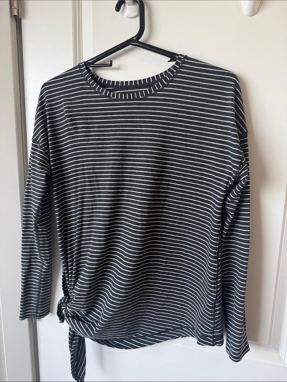 lululemon athletica Black and White Striped Long Sleeve Top